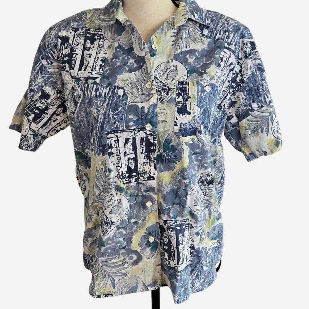 Vintage 90s y2k capacity short sleeve button-down shirt M